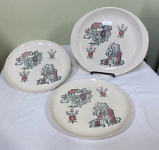 Vtg Marcrest Ovenproof Stoneware Platter & Plates Mid-Century Country Folk Art picture