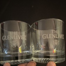 The Glenlivet Set of 2 Clear Whiskey Rocks Lowball Glass Tumblers, Distillery picture