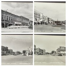 4 RPPC's ~ IOWA Towns Street Scenes ~ Coca-Cola, JCPennys, Dr Pepper signs picture