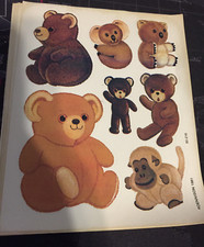 VINTAGE DENNISON BEAR STICKERS 1 SHEET 7 STICKERS 1981 NOS picture