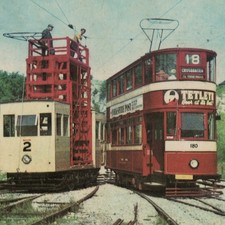 The Tramway Museum 1975 Postcard Tetley's Beer Crich England Train Leeds Car VTG picture