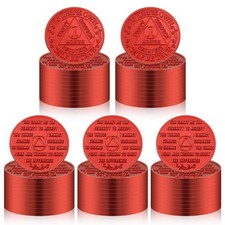 Siifert 60 Pcs Recovery 1 Month AA Chips Medallions Red Aluminum Coins picture