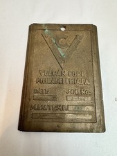 Vintage Vulcan Corp Philadelphia Brass Machinery Emblem Plate picture