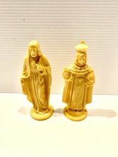 Vintage Molded Plastic Figurines Of Jesus & Infant Jesus Of Prague 3.5” x 1.5” picture