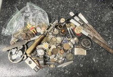 VTG Grandpa’s Estate Junk Drawer Jewelry Pins Watches Coins Tokens Cool Stuff picture