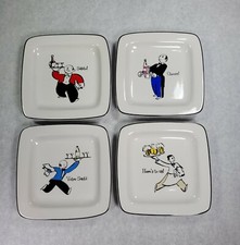 Rosanna Set Of Four Waiter Ceramic Bar Plates Cheers NICE Bright Colors picture