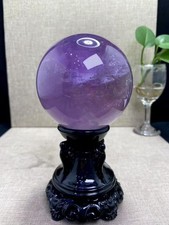 2.17LB TOP Natural amethyst quartz ball carved crystal Energy sphere reiki+stand picture