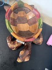 Hand Carved Wood Large  Turtle Bowl,Unique Conversation Piece To Any Collection picture