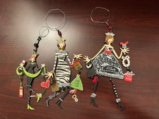 SUNSET VISTA DESIGNS METAL GIRL CHRISTMAS ORNAMENT Lot of 3 picture