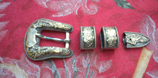 Vintage Hollands San Angelo 14k Gold Sterling Silver 4 pc Ranger Belt Buckle 203 picture