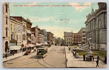 East Side Court House Square & La Fayette Monument Lafayette IN Indiana Postcard picture