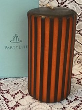PartyLite HALLOWEEN NIGHT 3 x 5 Flat Top Pillar Candle C05339 Orange & Black HTF picture