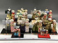 Vintage Showa Washi Paper Dolls Hina Stand Set Twelve Pieces Japanese Craft picture