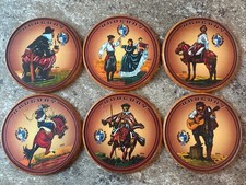 Uruguay Coaster set Of 6 From Uruguay Men On Horse Guitar Dancing RPM  Vintage picture