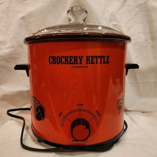 Vintage Orange Crockery Kettle Stoneware 3.5 QT Slow Cooker With Lid picture