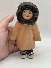 Vintage 1937 Eskimo Young Girl Plaster Figure Hand Painted Figurine Decor *** picture