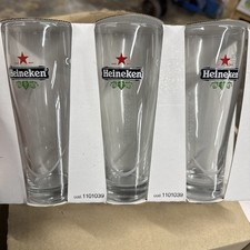 Vintage Set of 3 HEINEKEN .25L Beer Glass Etched