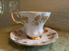VINTAGE ROYAL ALBERT TEA CUP and saucer baby blue and gold lyric style- ENGLAND picture