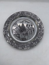 1980 Wilton Pewter Christmas Plate Columbia, PA Wall Hanging 10.75” Dia picture