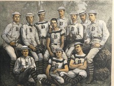 1881 THE PRINCETON COLLEGE  BASE-BALL NINE  HARPER’S WEEKLY HAND COLORED picture