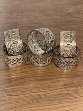 Vintage Silver Plated Filigree Set of Six - 1.75”W Napkin Rings Dented, Discolor picture