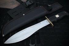 15” Bolo Machete Mini Black Brass Guard Tactical Rubber Handle Nylon Sheath picture
