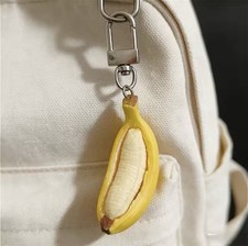 2pc Creative Half Peeled Banana Keychains Funny Bag Charm Fashion Accessories picture
