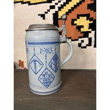 Rastal Oktoberfest 175 Jahre Stein Mug Grey Blue Excellent 1985 Pewter Lid picture