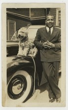 African American Gentleman w/Old English Sheepdog 1940 Cadillac Fleetwood Shaggy picture