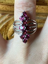 Natural Raspberry Garnet Sterling Silver Ring Size 6 picture