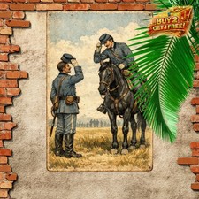 Civil War Generals On Horseback 8x12 Vintage Metal Sign Historical Wall Art picture