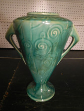 Vintage Classic Winner's Cup Trophy Style Green With Swirls 11-1/2 inch Vase picture