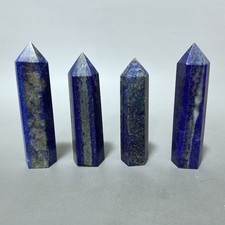 4pc Natural Lapis Lazuli Quartz Tower Point Healing Crystal Wand Obelisk 70-90mm picture