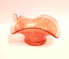 Antique Dugan Marigold Wildflower Carnival Glass Handled Nappy Bowl picture