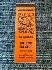 Vintage HILLTOP EM CLUB Rothwesten Matchbook Cover - Dancing Food Entertainment picture