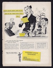 1948 WESTERN UNION Print Ad - Easter Telegram to the Family picture