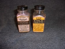 2 Old Vintage Rawleigh's Tablets Bottles Laxative & Cold Tablets Some Product picture