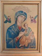 Vtg Our Lady Of Perpetual Help Virgin Mary Religious Framed Gold Print 10x13