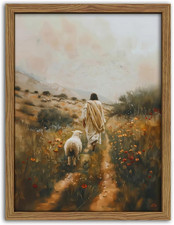 Jesus Leaves the 99 Sheep Canvas Wall Art Christian Wall Decor Picture Jesus picture