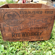 1916 DATED A.OVERHOLT & CO RYE WHISKEY BROAD FORD,PA PRE PRO WOOD SHIPPING BOX picture