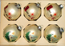 Lot VTG Glass Pictured Film PEACE on EARTH DOVE BALL Christmas Ornaments USA picture