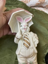 K's Collection Easter Bunny with Umbrella Figurine Porcelain Rabbit picture