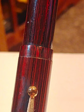 Vintage Ebonite Fountain Pen 14K Gold Medium Nib Black Ink Gold Trim picture