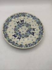 Vena Unikat Polish Pottery Salad Plate Cats Hearts 7.5