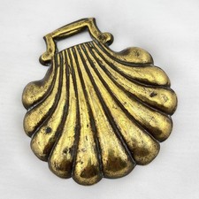 Brass Horse Medallion Antique English Seashell Ocean Stamped Show Parade Harness picture