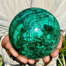 4.34LB Rare Natural Malachite quartz hand Carved sphere Crystal Healing Gem ball picture