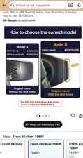 Fitcamx Front 4K+Rear 1080P Dash Cam Adapts for Toyota RAV4 2022-2025 (Model B/ picture