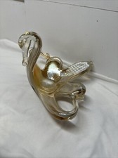 Vtg Murano Style Art Glass Tan Swan Trinket Dish picture