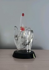 Vtg MCM Victor Goldman Clear Plastic Lucite Hand Don't Forget Ring Holder picture
