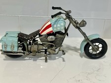 VINTAGE 1960'S HARLEY DAVIDSON CHOPPER METAL MOTORCYCLE FIGURINE USA Flag picture